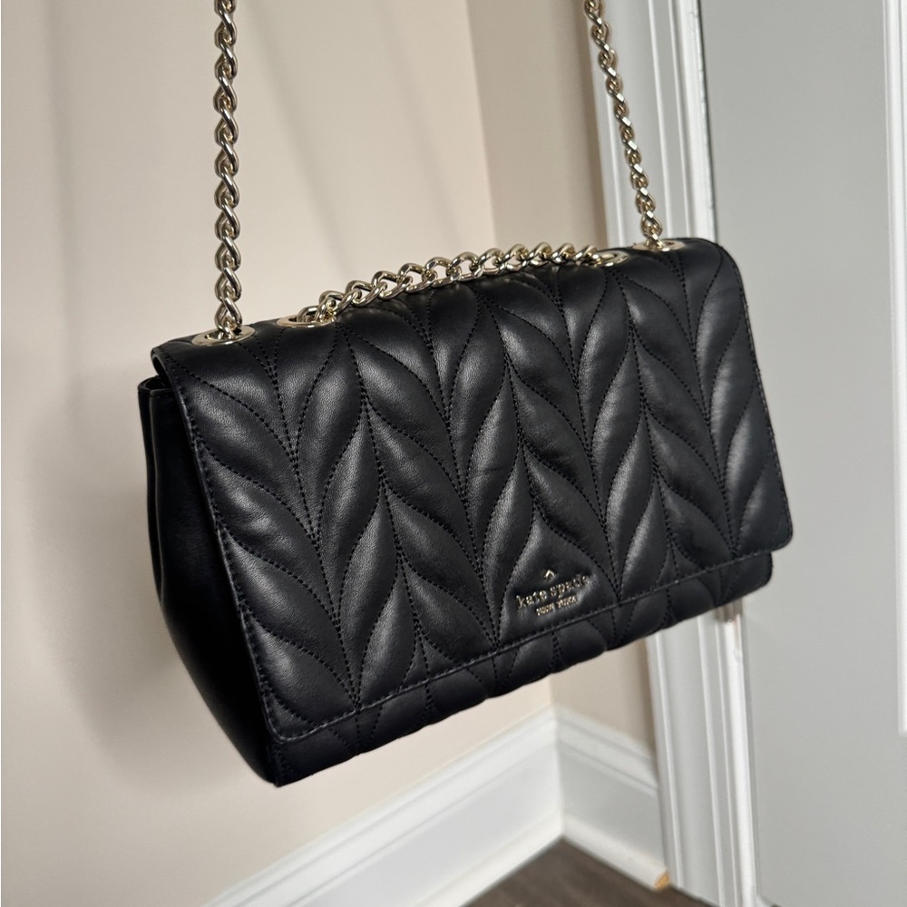 Kate Spade Black Quilted Shoulder Bag with Chain Strap